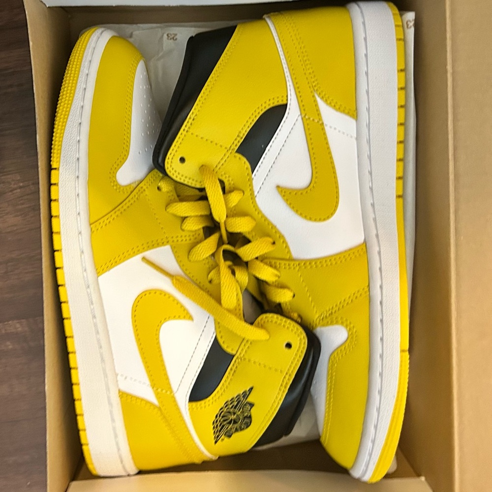 Women’s Air Jordan 1 Mid Sneakers in Sulfur and Black